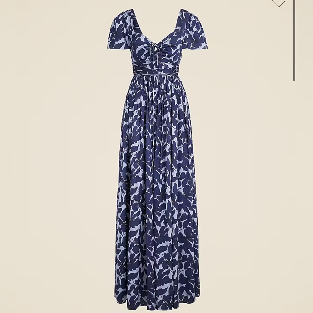 NWT J. Crew Tie-neck Flutter-sleeve Dress in Printed Luster Crepe